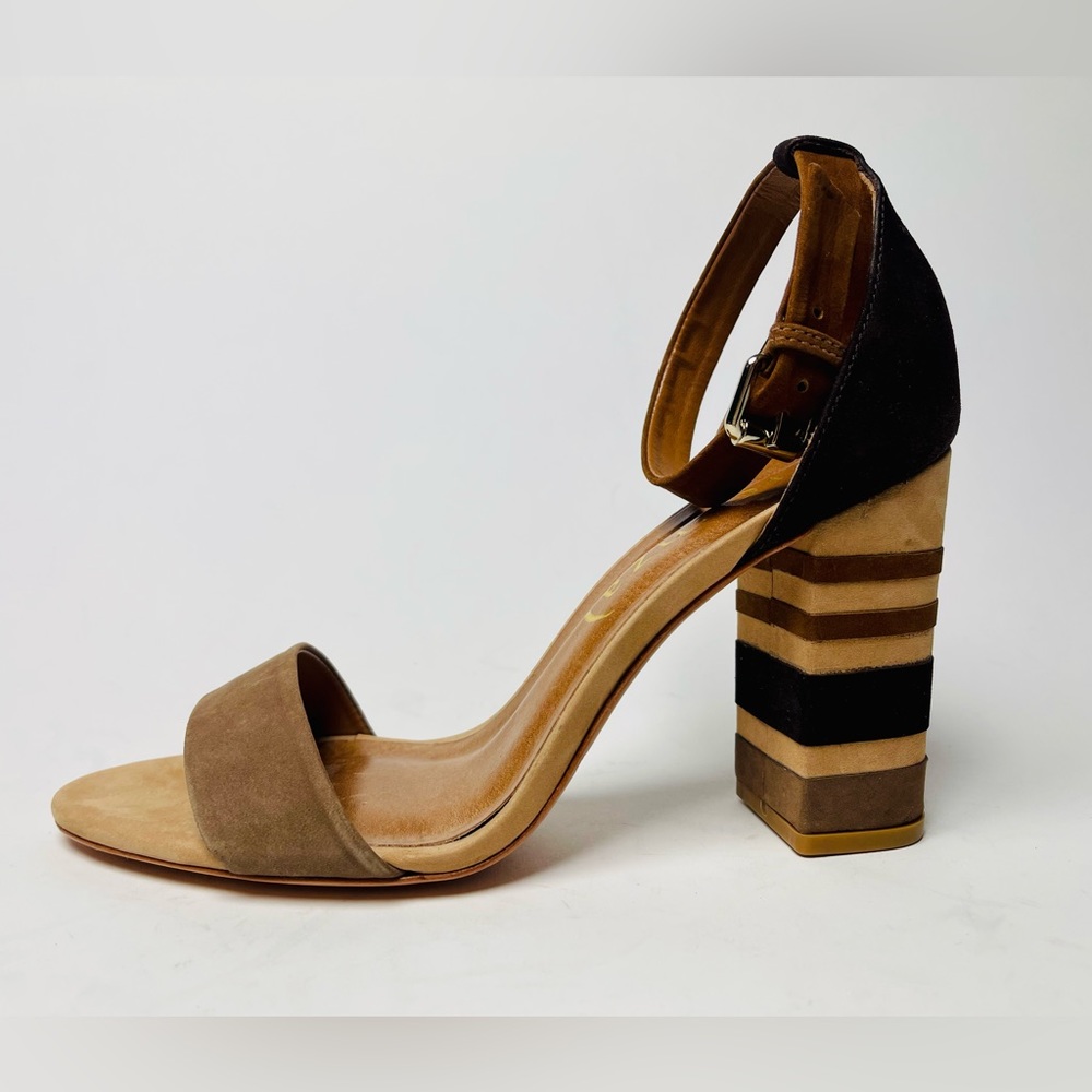 Vicenza MARCELA Ankle Strap Chunky Brown striped Heels  (Anthro) Size 40